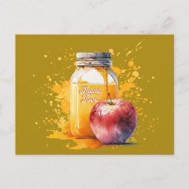 Waterverf Honey en Apple Shana Tova Briefkaart