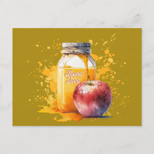 Waterverf Honey en Apple Shana Tova Briefkaart