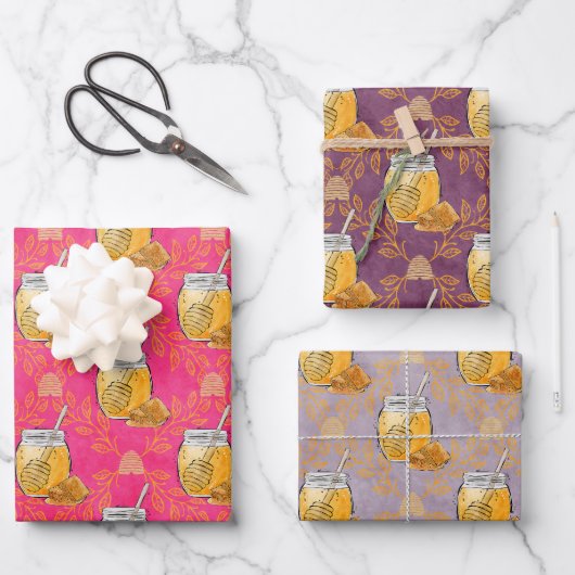 Waterverf Honey Jars Inpakpapier Vel (Voorkant)