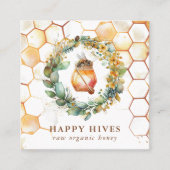 Waterverf Honeycomb & Honey Jar Beekeeper Vierkante Visitekaartje (Voorkant)