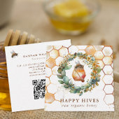 Waterverf Honeycomb & Honey Jar Beekeeper Vierkante Visitekaartje