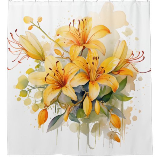Waterverf Honeysuckle Harmony Douchegordijn (Voorkant)