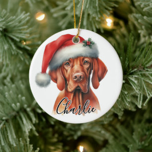 Waterverf Hongaarse Vizsla hond gepersonaliseerd Keramisch Ornament