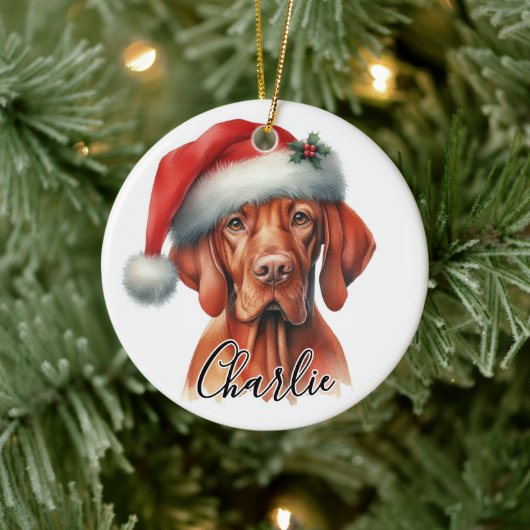 Waterverf Hongaarse Vizsla hond gepersonaliseerd Keramisch Ornament (Boom)