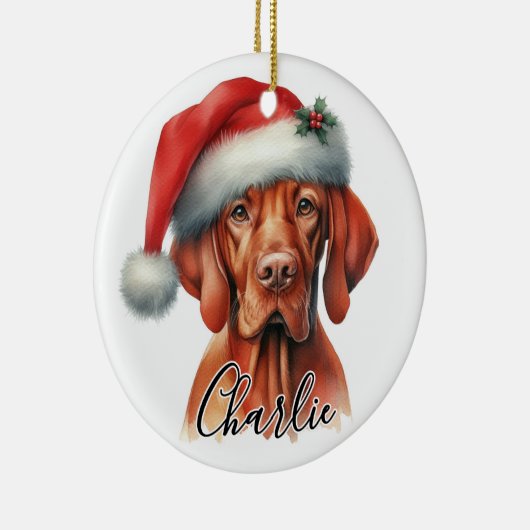 Waterverf Hongaarse Vizsla hond gepersonaliseerd Keramisch Ornament (Rechts)