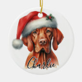 Waterverf Hongaarse Vizsla hond gepersonaliseerd Keramisch Ornament (Voorkant)