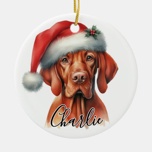 Waterverf Hongaarse Vizsla hond gepersonaliseerd Keramisch Ornament (Voorkant)