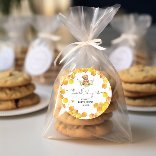 Waterverf honing beer dank u ronde sticker