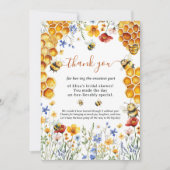 Waterverf Honing Bij en Honingraat Bruidsdouche Bedankkaart (Voorkant)