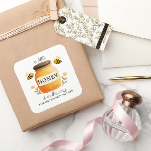 Waterverf Honing & Bijen Baby Shower Vierkante Sticker
