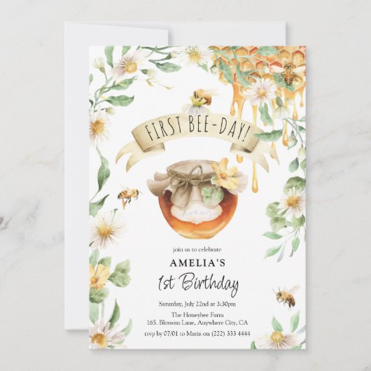 Waterverf Honing eerste dag eerste dag van de eers Kaart (Voorkant)