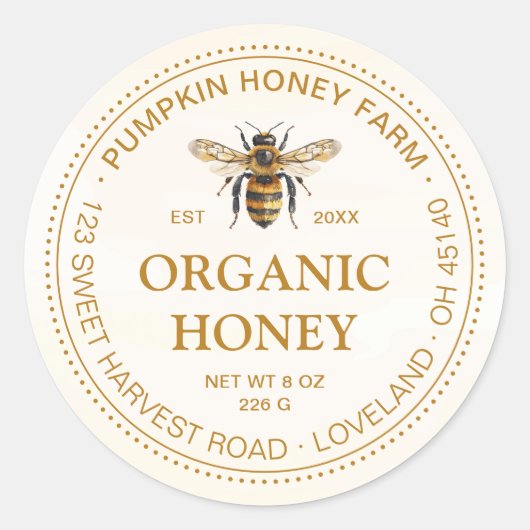 Waterverf Honingbij Imkerij Honingpot Productlabel Ronde Sticker (Voorkant)