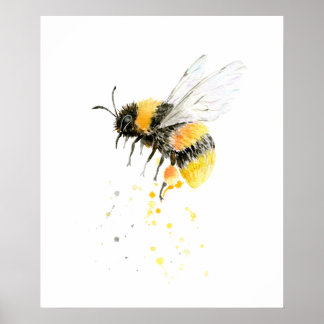 Waterverf honingbijen afdrukken poster