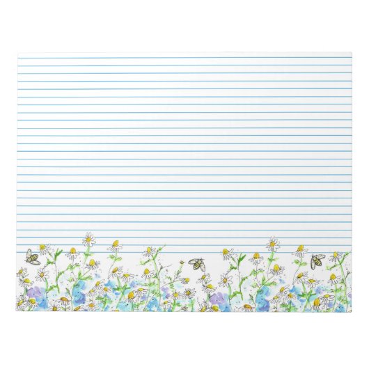 Waterverf honingbijen Chamomile Flowers Notitieblok (Voorkant)