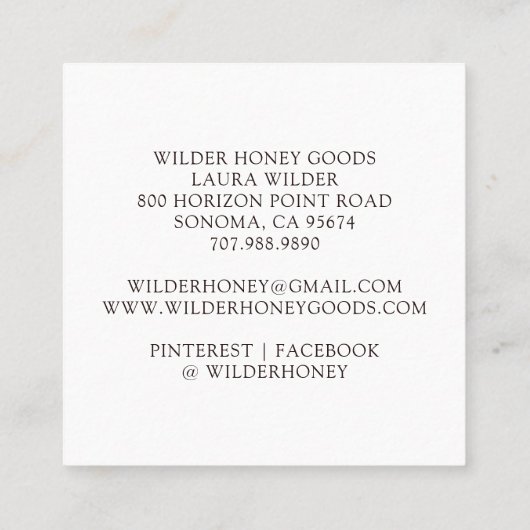 Waterverf honingbijenproducten geïllustreerd Logo Vierkante Visitekaartje (Achterkant)