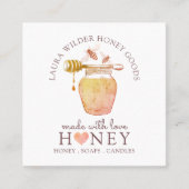 Waterverf honingbijenproducten geïllustreerd Logo Vierkante Visitekaartje (Voorkant)