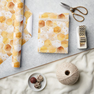 Waterverf Honingraat Gift Wrap Cadeaupapier