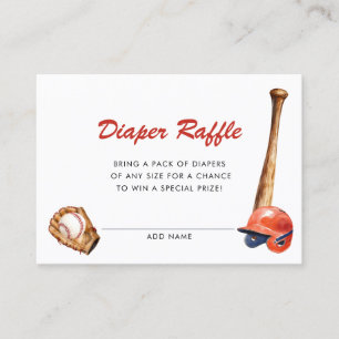 Waterverf honkbal baby shower luier raffle informatiekaartje