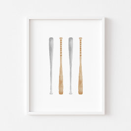 waterverf  honkbal bat poster