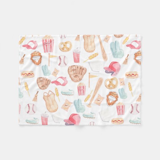 Waterverf honkbal fleece deken (Voorkant (Horizontaal))