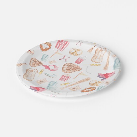 Waterverf honkbal papieren bordje (Gekanteld)