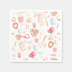 Waterverf honkbal servet