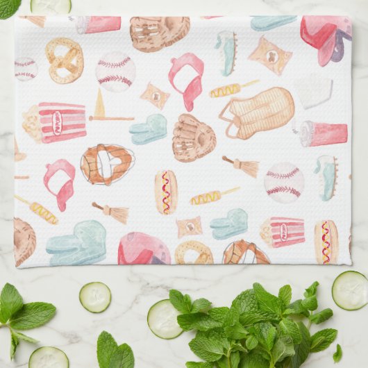 Waterverf honkbal theedoek (Gevouwen)