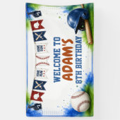 Waterverf honkbal verjaardagsfeest banner (Verticaal)
