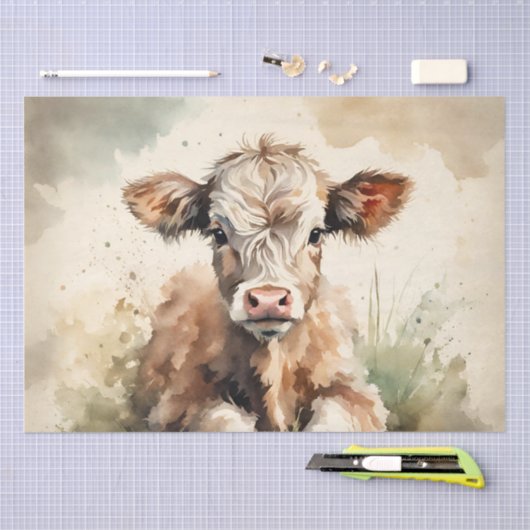  Waterverf Hoogland Kalf decoupage 10"x15" Tissuepapier (Craft)