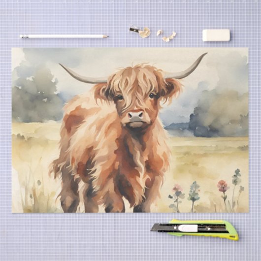  Waterverf Hoogland Kalf decoupage 10"x15" Tissuepapier (Craft)