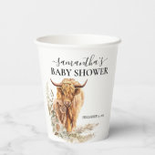 Waterverf Hoogland Koe Calf Baby Boho Pampas Papieren Bekers (Achterkant)