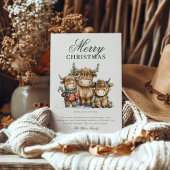 Waterverf Hoogland Koeien Rustiek Kerstfeest Feestdagenkaart