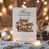 Waterverf Hoogland Koeien Rustiek Kerstfeest Feestdagenkaart