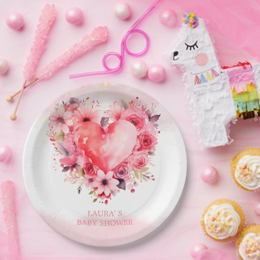 Waterverf Hoorst Kleine Lieverd Baby shower Papieren Bordje (Feest)