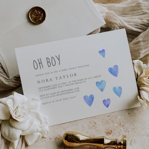 Waterverf hoort jongen horizontaal Oh Baby shower Kaart
