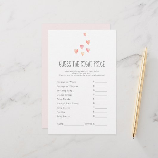 Waterverf hoort meisje dat het juiste prijsspel vi (Voorkant / Achterkant in situ)