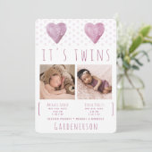 Waterverf hoort Twins Girl aankondiging (Staand voorkant)