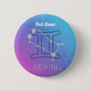 Waterverf Horoscope van de dierentuindister Ronde Button 5,7 Cm