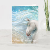 Waterverf Horse Art Beach Kerstmis Feestdagen Kaart (Voorkant)