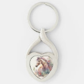 Waterverf Horse Dierenvriend gepersonaliseerd Sleutelhanger (Voorkant)