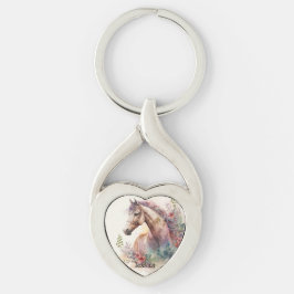 Waterverf Horse Dierenvriend gepersonaliseerd Sleutelhanger