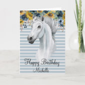 Waterverf Horse Head Happy Birthday Sunflower Kaart (Voorkant)