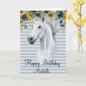 Waterverf Horse Head Happy Birthday Sunflower Kaart (Gele Bloem)