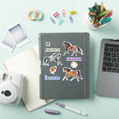 Waterverf Horse Lover Name Persoonlijke set Sticker (iPad Cover)