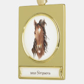 Waterverf Horse Sticking Tongue Out Attitude Art Verguld Banner Ornament (Links)