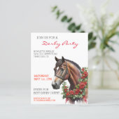 Waterverf Horse Thoroughbred Derby Party Red Rose (Staand voorkant)