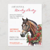 Waterverf Horse Thoroughbred Derby Party Red Rose (Voorkant)