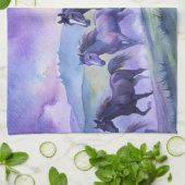 Waterverf Horses keukenhanddoek (Gevouwen)
