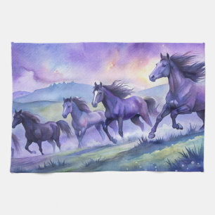 Waterverf Horses keukenhanddoek