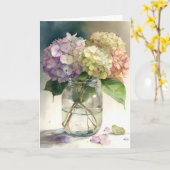 Waterverf hortensia bloemen kaart (Gele Bloem)